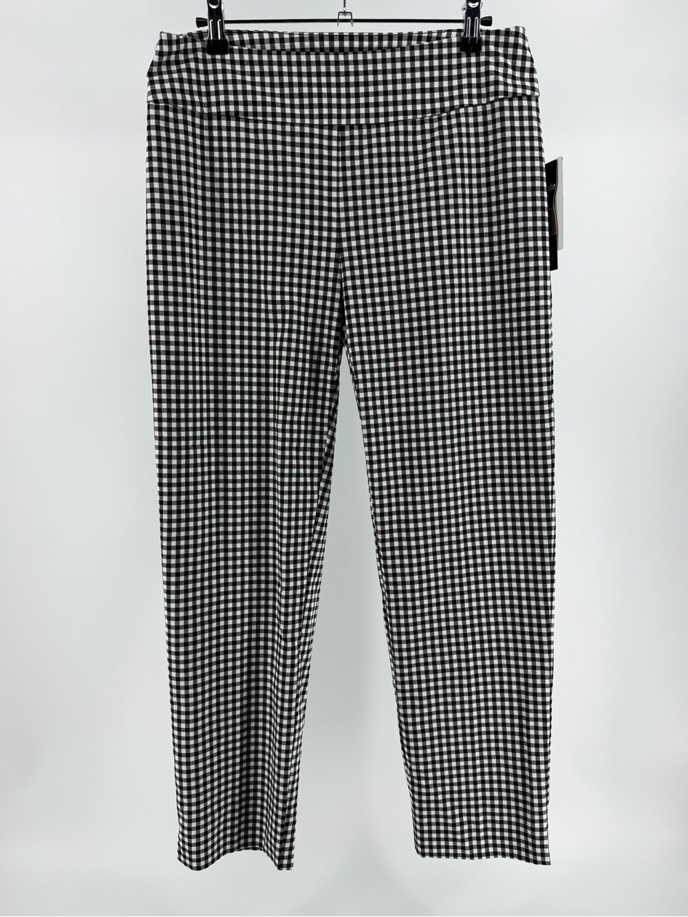 NWT Zac & Rachel Black White Gingham Pull-On Ankle Pants, Women's 10